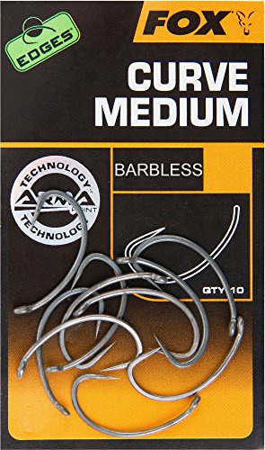 Fox Edges Armapoint Curve Shank Medium Hooks - 10 Karpfenhaken, Angelhaken zum Karpfenangeln, Haken für Karpfen, Boiliehaken, Größe:8B - ohne Widerhaken