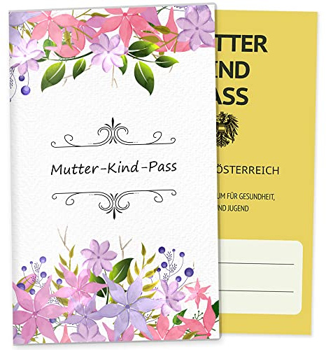 OLGS Mutter-Kind-Passhülle Österreich Florentina Blumen Schwangerschaft Schutzhülle für den MuKipass | Mit Fach für Ultraschallbilder (MuKi-Pass Österreich ohne Personalisierung, Sunrise)