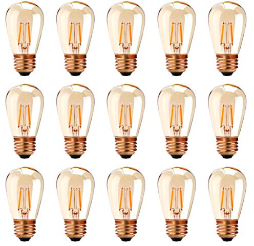 Led E27 Warmweiss Glühbirne ST45/S14 1W Vintage Glühbirne Ersetzt 10 W Glühlampen,2200K Warimweß Retro Edison Led Birnen, Nicht Dimmbar,15er Pack