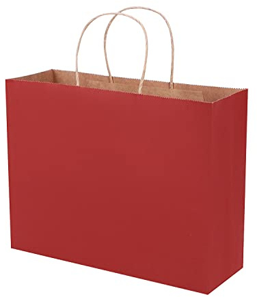 10Pcs Paper Carrier Bags Large Kraft Party Bags Gift Bags with Handle Reusable Present Treat Bags Tote Bag for Wedding/Birthday/Christmas Party, Shopping, Baby Shower, Bridal Shower