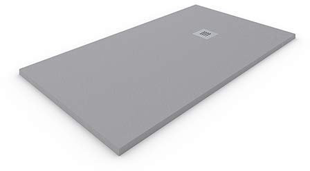 DUCHA-ES Plato Resina EXTRAPLANO. Textura Pizarra Antideslizante. Carga Mineral. 70X150CM Gris Cemento RAL: 7037