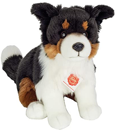 Teddy Hermann 91956 Hund Border Collie Tri-Color sitzend 30 cm, Kuscheltier, Plüschtier mit recycelter Füllung