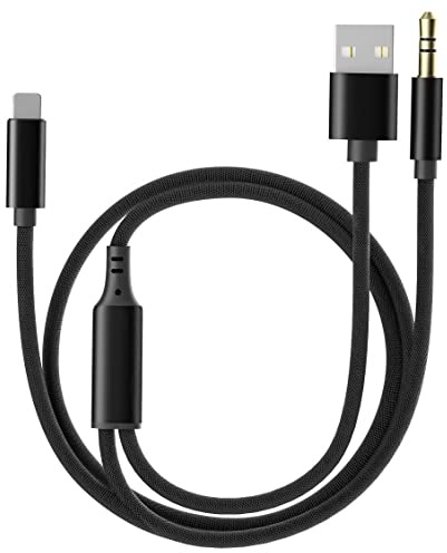 TargetGo [Aktualisierung] Aux-Kabel für iPhone, 2-in-1-Audio-Ladekabel für iPad, 3,5-mm-Aux-Klinkenkabel funktioniert mit Auto-Stereo-Lautsprecher-Kopfhörern (3,94 ft)
