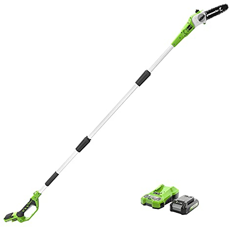 Greenworks 24V 20cm Akku-Hochentaster, Kettengeschwindigkeit 6,6 m/s, Bis zu 2,4m (mit 2Ah Akku & Ladegerät)…