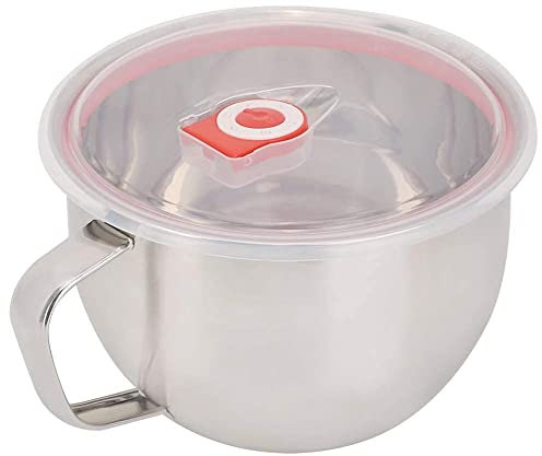 Bol en Inox, Saladier Inox Bols à Ramen Bol à Soupe avec Couvercle et Poignée pour Nouilles, Udon, Pho, Pâtes, Soupe et Salade