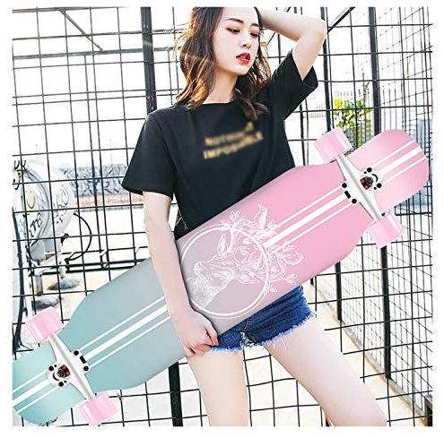 Longboard Drop Through Cruiser Skateboarding, inkl. T-Tool, mit High Speed ABEC Kugellagern, Drop-Through Freeride Skaten Cruiser Boards, Deluxe Longboard 8 Schichten Maple, 107 cm