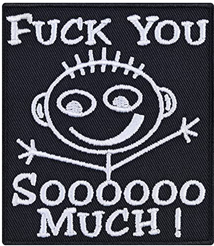 Motivo FUCK YOU sooo much Smiley toppa/apposizione da stirare Biker Patch da cucire/stirare | Fuck you immagini termoadesive Heavy Metal Sticker/apposizione per tutti i tessuti | 70x80