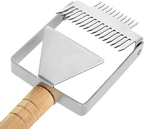 WNSC Entdeckelungsgabel, rostfreier Imkerwerkzeuge Doppelkopf-Bienenstockschaber, Bienenstock-Honigschaber für Imker-Imkerei-Haus