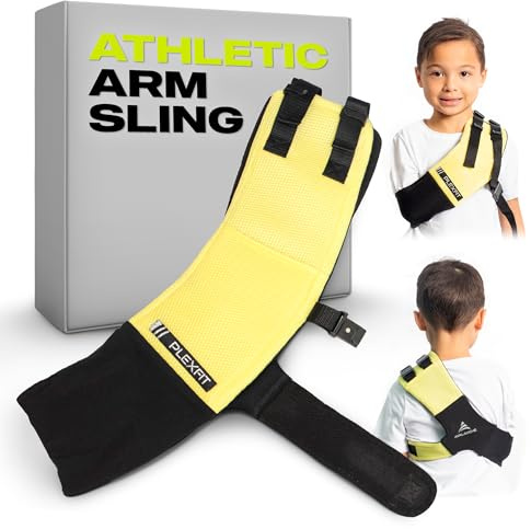 PLEXFIT Athletische Armschlinge (Kind links, Gelb & Schwarz)