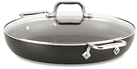All-Clad HA1 Hard Anodized Non Stick Everyday Pan w/Lid and Handles, 12 Inch, Induction, Oven Broiler Safe 500F, Lid Safe 350F, Deep Frying Pan, Skillet, Pots and Pans, Kitchen, Cookware, Black