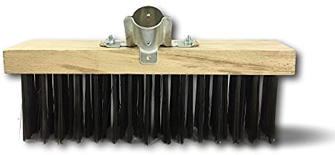 Kibros Balai cantonnier métallique Acier Rond 30 cm sans Manche | Garnissage acier rond trempé, semelle bois, sans manche, usage extérieur terrasse dallage garage atelier parking.