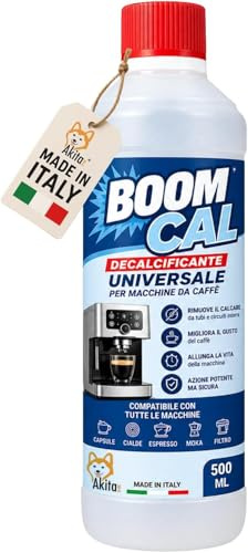 Decalcificante macchine caffè Boom Cal 500 ml, trattamento Anticalcare, ecologico compatibile con Didiesse, Gaggia, DeLonghi, Lavazza, Dolce Gusto, Confezione