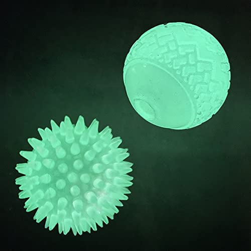 Feixun Dog Glow Ball, Spiky and Dark, 2 Pack
