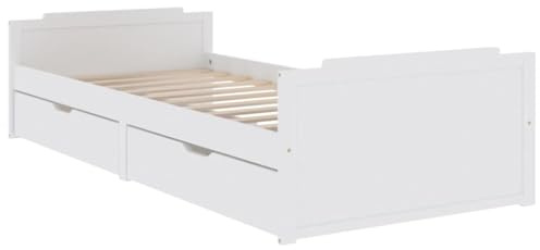 vidaXL Giroletto Bianco con Cassetti Legno Massello di Pino 90x200cm
