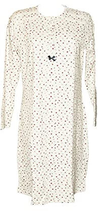 RAGNO Camicia da Notte Donna Manica Lunga Collo Serafino Caldo Cotone Interlock Invernale Articolo DA57NK Caldo COTCAM. Serafino, 029F Fantasia Lampone, 54