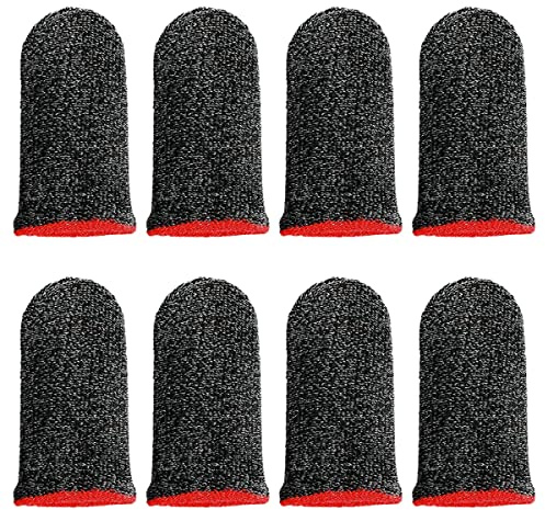 Jagowa 8 Pcs Anti Sweat & Slippery Finger Sleeves Mobile Game Finger Sleeve Thumb Sleeves Breathable Touch Screen Silver Fiber High Sensitivity Finger Sleeves (Red)