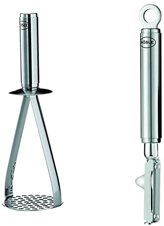 RÖSLE Presse-Purée - Écraseur Haut de Gamme pour les Pommes de Terre et les Légumes-Tuberc & 12732 Éplucheur Pour Droitier 19 Cm