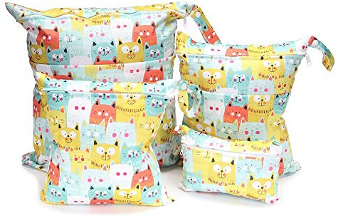 4 Stück/Set Wiederverwendbar Wetbag Nassbeutel Nasstasche Wickeltasche Wet Bag wasserdichte Windeltasche Windeltasche Wetbag Organiser Beutel Naßtasche Kindergarten Wasserdicht Windeltasche