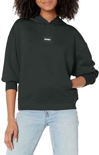 Hugo Damen Pure Hooded Sweatshirt mit Kängurutasche, Stormy Black, L