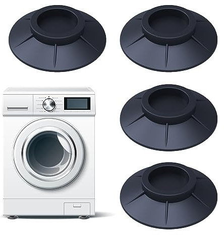 4 Pièces Tampons à Pied Machine à Laver, Antidérapant Support à Laver, Amortisseurs Vibrations Caoutchouc, Pieds Anti Dérapants Lave Linge, Pieds de Machine à Laver, Pour Linge Réfrigérateur (Noir)