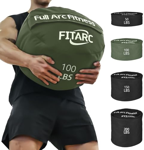 Fitarc Sand Bags for Weight Training,Sandbags for Fitness,Sandbags for Weight Training,Round Sandbag,Sandbag Workout Bag,Cross-Training & Exercise, Workouts Equipment Sand Not Included (Green 100LB)