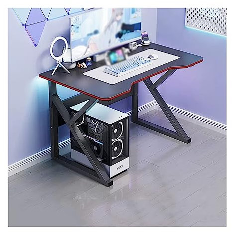 Laptop-Tisch Computertisch Desktop-PC-Tisch, weißer Gaming-Tisch, Live-Tisch for Zuhause, minimalistischer moderner Schreibtisch, Spieltisch Arbeitstisch für das Heimbüro ( Color : Schwarz , Size : 80