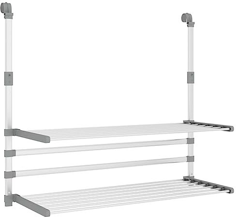 vidaXL Wäschetrockner für Balkon 89x25x(60-95) cm Aluminium