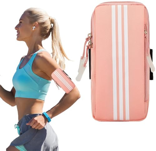 Brassard de Sport, Fascia Braccio per Running, Porta Cellulare Running, Portable Universel Brassard Smartphone de Course per Jogging Fitness All'aria Aperta, Rosa