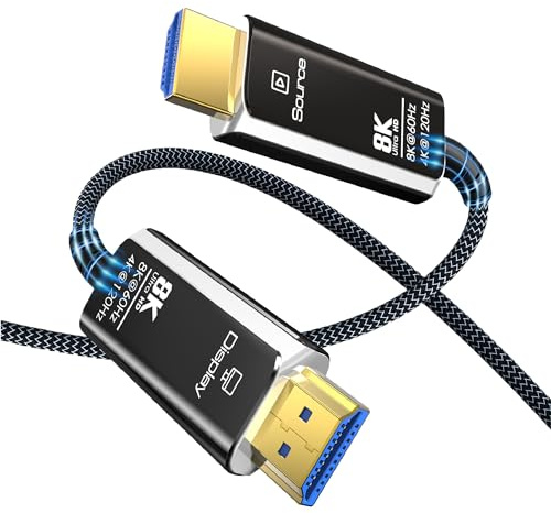 HDMI 8K Fiberoptisk Kabel 3m från MMOBIEL - 48Gbps Ultrahög Hastighet - 8K@60Hz, 4K@120Hz, Dynamisk HDR, ARC/eARC, HDMI 2.1, HDCP 2.2/2.3 – AOC Kabel för PS5/Pro, Xbox, TV, Projektor etc.