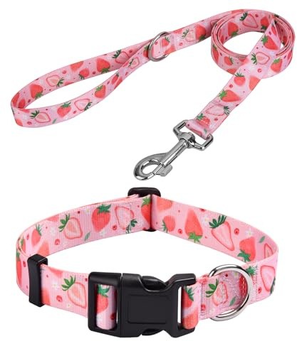 MarukoPet Hundehalsband und Leine, verstellbar, für kleine, mittelgroße und große Hunde, Welpen, niedliches Design mit Bohemian-Blumenmuster, geometrische Muster, für Jungen und Mädchen, Hundehalsband