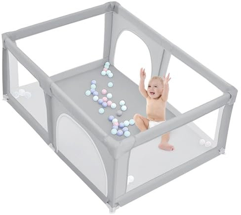 Homewell Baby Playpen, Kinderlaufgitter Aus Mesh Mit Rutschfestem Saugnapfboden, Baby-Laufstall Für Drinnen Und Draußen, Inklusive Aufbewahrungstasche, 50 Meeresbälle (50 Bälle)