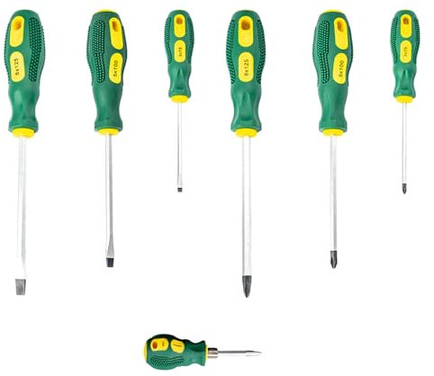 Lot de 7 tournevis robustes avec tournevis plat et cruciforme, outils manuels et tournevis