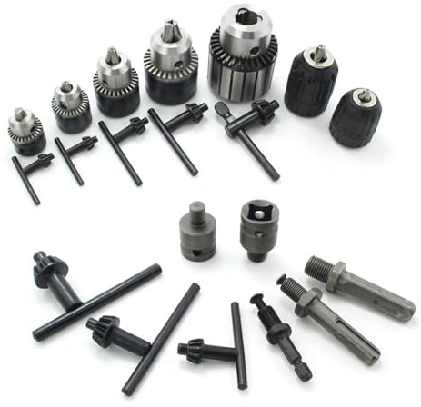 4pcs 10mm Automatic Drill Chuck Set, SDS Shaft Adaptor Drill Chuck Set, with Chuck Key for Drill Machines, Pillars, Hand Tools, for Home, Office, Workshop DIY Projects