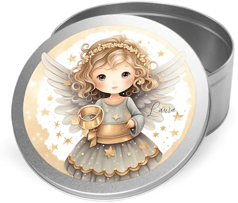 GRAZDesign Keksdose Weihnachten personalisiert mit Namen Engel für Mädchen Gebäckdose