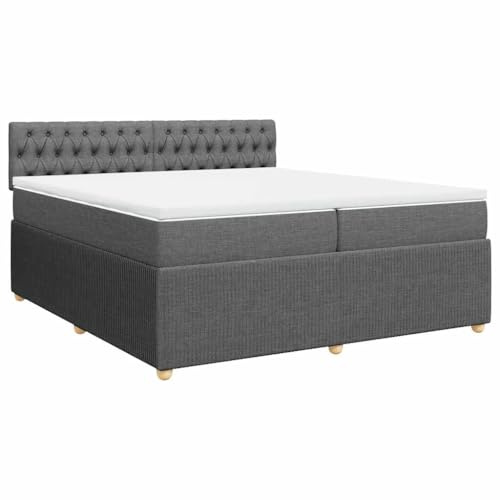 vidaXL Ramsäng med madrass mörkgrå 200x200 cm tyg