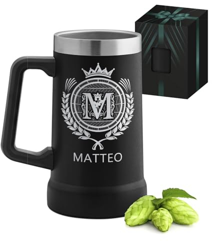 Maverton Boccale birra termico per campeggio 700ml, Tazza personalizzata | Da camping in acciaio inox, Bicchiere termico nero, Idee regalo uomo compleanno, Regali uomo, Campeggio accessori utili