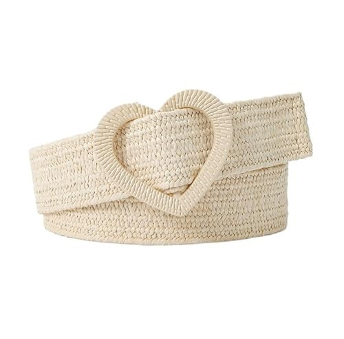 NihaoWXM Mode Strickgürtel Damen Herren bunt Stroh geflochten Artikel Herz Dornschließe Vintage niedlich FlechtgüRtel Damen(Khaki)