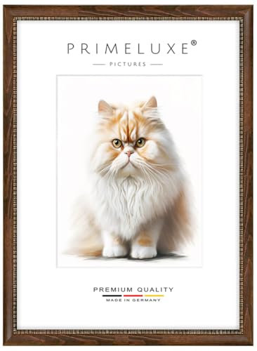 PrimeLuxe Massiv Holz Bilderrahmen - Maßanfertigung 50 x 150 cm in Braun-Gold | Größe wählbar | mit entspiegeltem Acrylglas | Rahmen für Poster | Puzzle | Foto collage