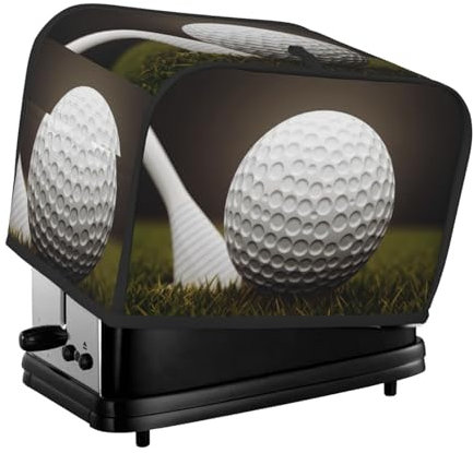 Golfball-Toaster-Abdeckung, 2 Scheiben, Küche, kleine Geräte, Abdeckungen mit Taschen, Toaster, Staubschutz mit Griff oben, waschbar, Universal-Brotbackmaschinen-Abdeckung für Küche