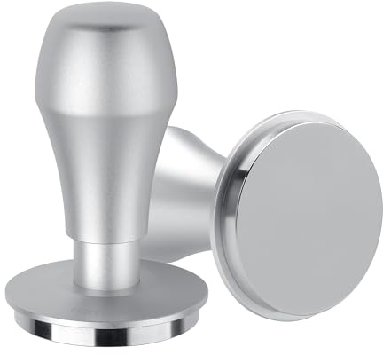 Normcore 58mm Coffee Tamper V4.1 with Click Sound Feedback, Spring Loaded Tamper With Flat Base, Compatible with 58mm Standard Baskets, Anodized Aluminum Handle, Silver