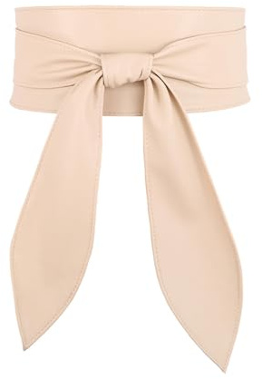 VOANZO PU-läderbälten för kvinnor Elegant rosett brett bälte Mode omlott midjebälte Mjukt knuten Cinch-bälte Bred midjeband för klänning 240x10,5 cm Beige