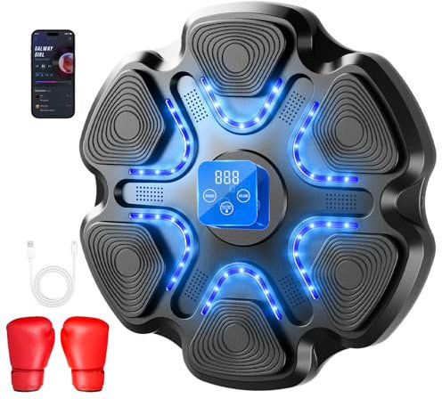 Innopower Smart Music Boxing Machine, LED Musik Boxmaschine mit Musik und Boxhandschuh, Bluetooth Boxmaschine mit 9 Geschwindigkeitsmodi Für Erwachsene und Kinder Exercise/Stress Release