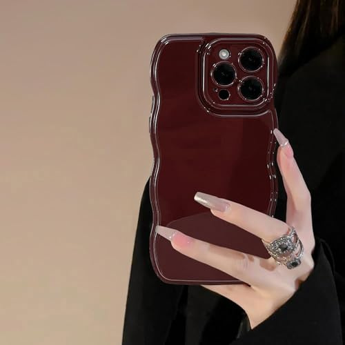 ZTOFERA für iPhone 11 Hülle,Weiches TPU mit gewelltem Rahmen,Weinrot | Unifarbene Handyhülle,Kameraschutz,Stoßfeste Schutzhülle,Ästhetisches,trendiges feminines Design