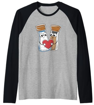 Salière et poivrière amusante pour la Saint-Valentin, pour hommes, enfants et femmes Manche Raglan