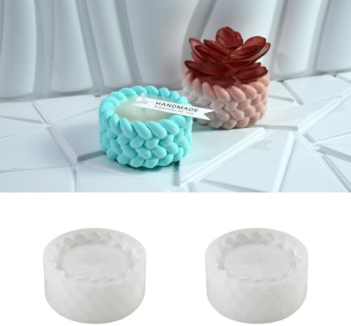 JVHLOV 2 Pack Silicone Candle Holder Moulds, Tea Light Holder Mould, Flower Pot Silicone Mould, DIY Resin Mould for Making Candles and Concrete Casting