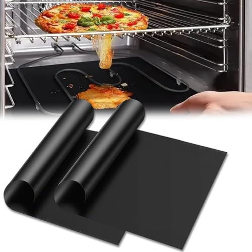 2 Pezzi Tappetini Barbecue, 40 X 50 cm Tappetino da Forno Universale In Teflon, Rivestimento per Forno Antiaderente, Tagliare a Misura Stuoie da Forno Barbecue per Grigliare, Cuocere Al Forno