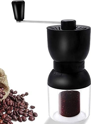 OZBME Molinillo de café Manual con muelas de cerámica, Mango de Acero Inoxidable, Capacidad del depósito de café: 40 g, Color Negro.