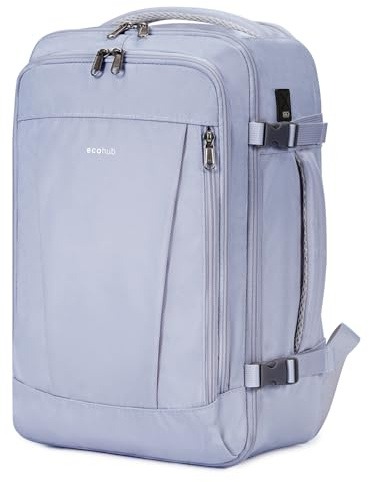 ECOHUB Zaino Ryanair 40x20x25, Zaino da Viaggio da 20L con 13 Tasche, Bagaglio a Mano, Borsa da Cabina per Voli, Zaino Donna Uomo in PET Riciclato per Trekking e Lavoro, Grigio Scuro