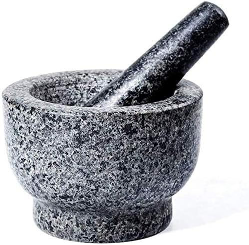 CEHJZQRPL Pilon et mortier, Ensemble mortier et Pilon en Pierre à épices - Granit Naturel for affûtage et Polissage, Non poreux, Lavable au Lave-Vaisselle