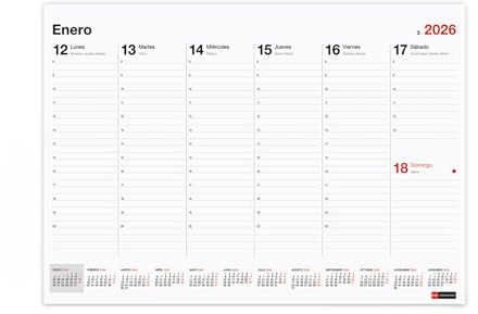 Miquelrius - Agenda settimanale 2026 Basic, Planning da tavolo, Calendario A3: 420 x 296 mm, con spazio per annotare, Vade settimana vista, incollaggio, spagnolo
